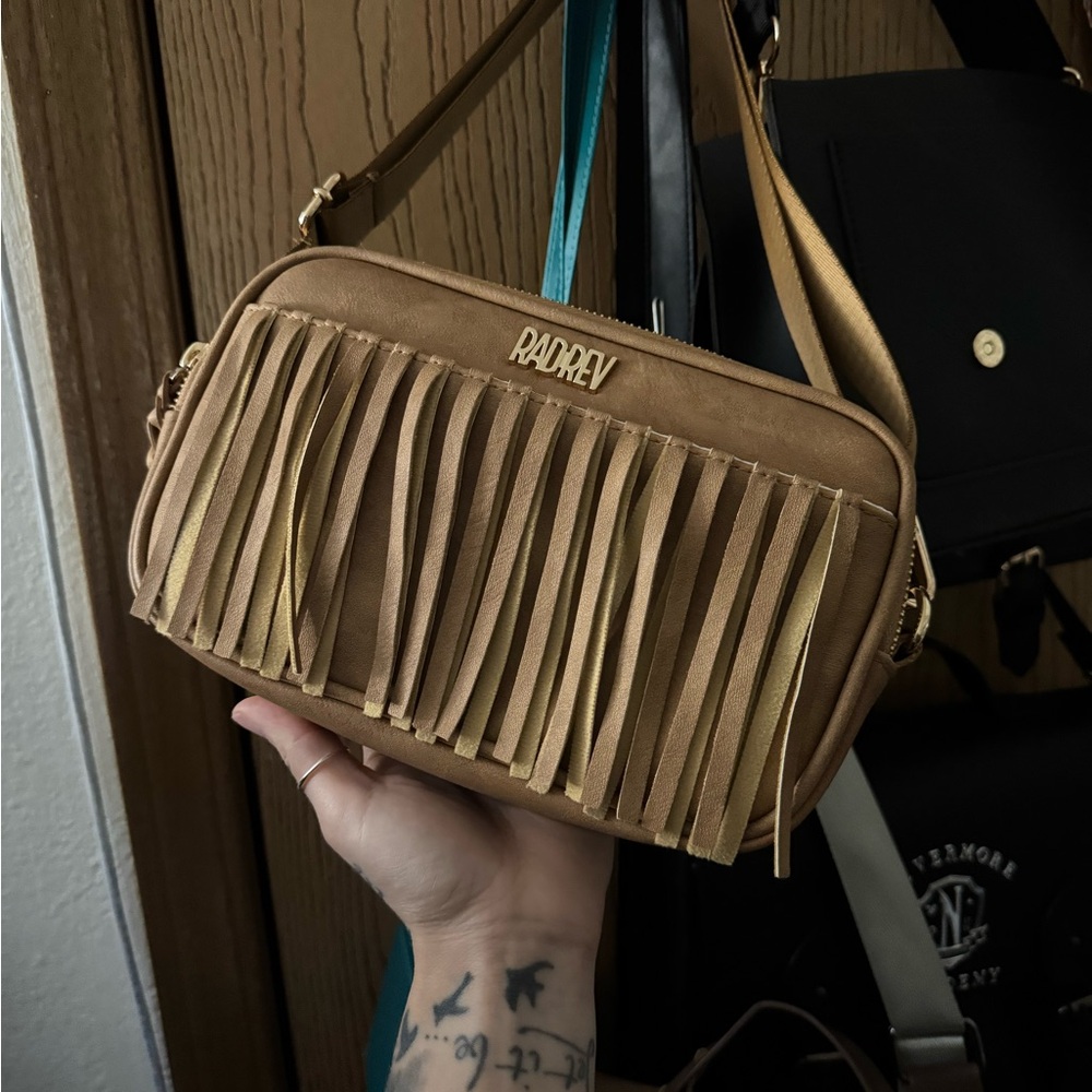 RadRev Tan Fringe Crossbody Bag